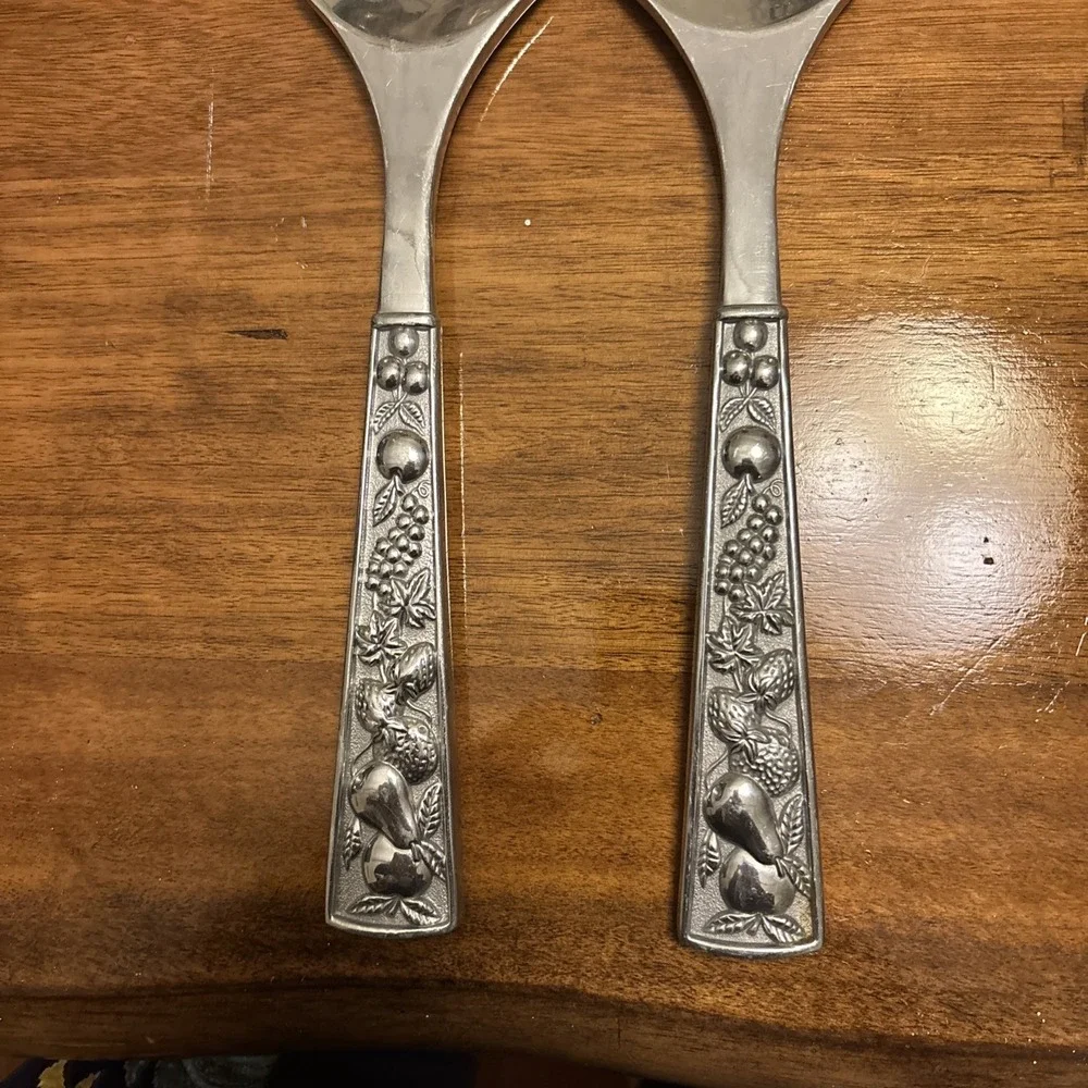 Set Of 2 - Lenox Organic Salad Serving Set Pressed‎ Aluminum 13
